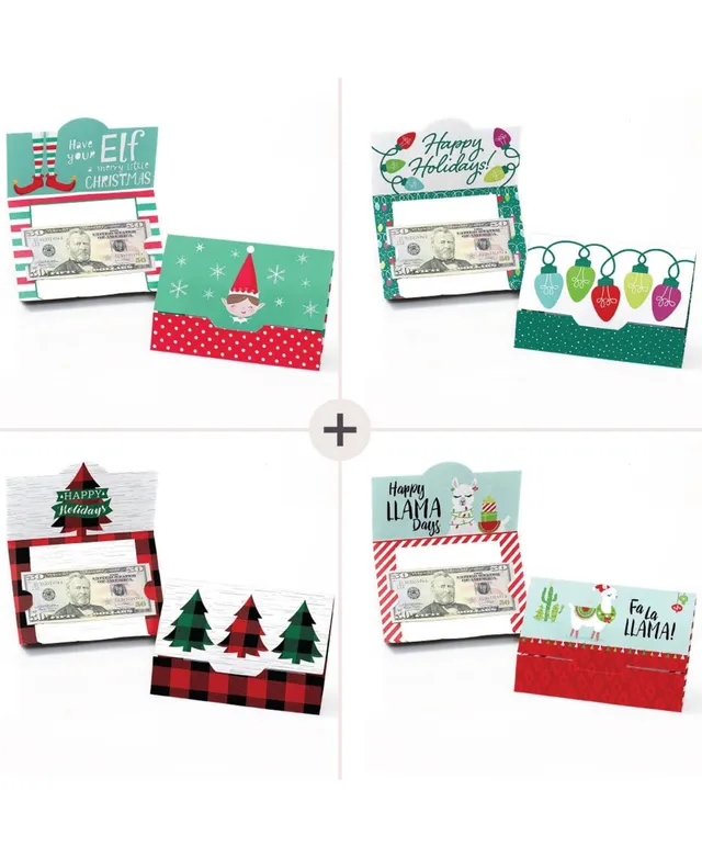 Big Dot of Happiness Assorted Red & Green Holiday - Money & Gift Card Nifty  Gifty Card Holders - 8 Ct
