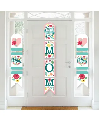 Colorful Floral Happy Mother's Day - Vertical Paper Banners - Indoor Door Decor