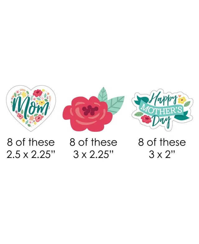 Big Dot of Happiness Colorful Floral Happy Mother's Day - We Love Mom Party  Circle Sticker Labels - 24 Count