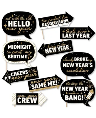 Big Dot of Happiness Funny Hello New Year - Nye Party Photo Booth Props Kit - 10 Piece