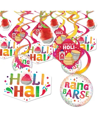 Holi Hai - Festival of Colors Hanging Decor Party Decoration Swirls - Set of 40