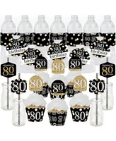 Adult 80th Birthday Gold Favors & Cupcake Kit - Fabulous Favor Party Pack 100 Pc