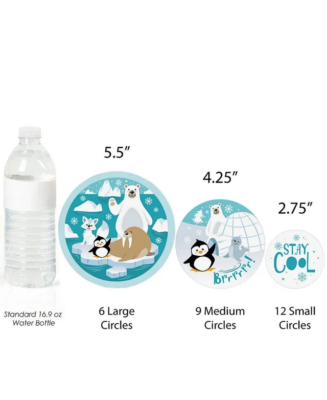 Arctic Polar Animals Water Bottle Labels Winter Waterproof 
