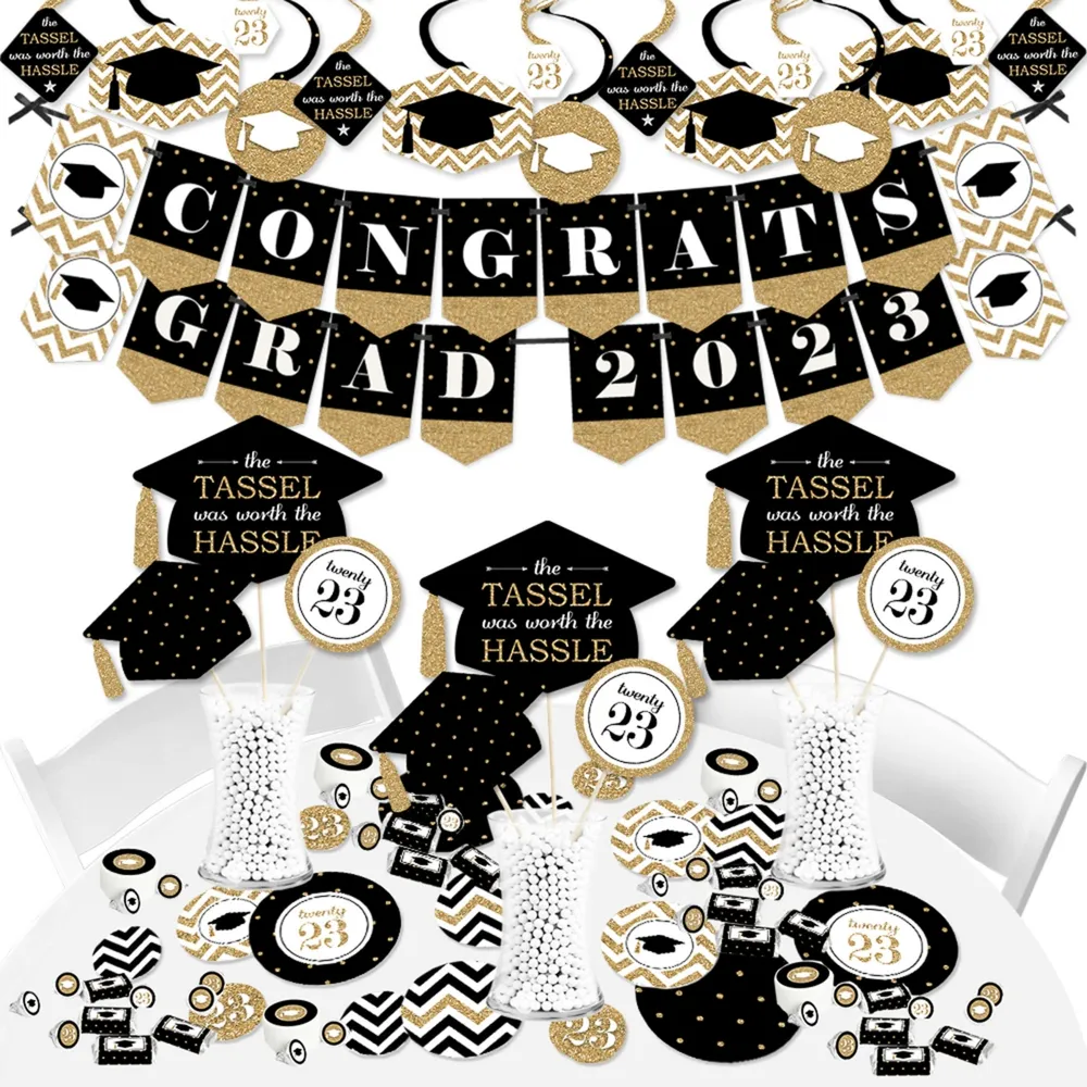 Graduation Decorations 2024 Graduation Party Supplies 2024 Graduation Party  Hanging Swirl Grad Decor 2024 Grad Decorations Congrats Grad Gold Black