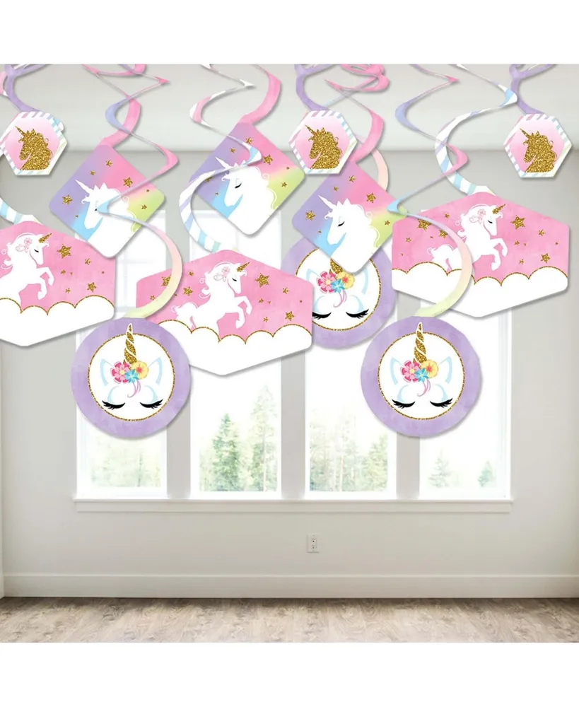 Rainbow Unicorn - Magical Unicorn Party Hanging Decoration Swirls - Set of 40