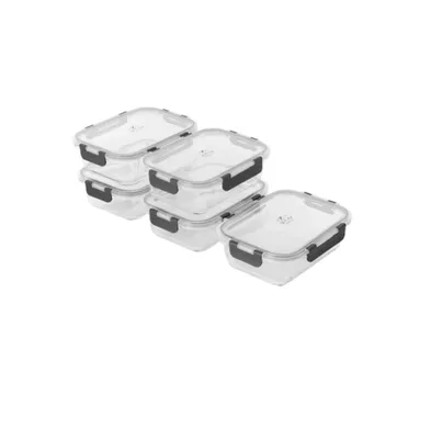 Zulay Kitchen Snap Lock Glass Food Container with Lids 5 Pc.