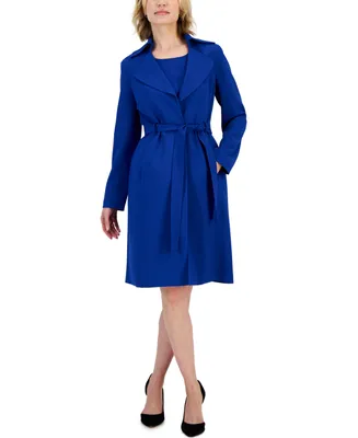 Le Suit Women's Crepe Belted Trench Jacket & Sheath Dress Suit, Regular and Petite Sizes