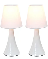 Simple Designs Valencia Colors 2 Pack Mini Touch Table Lamp Set with Fabric Shades