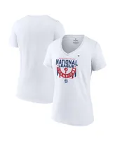 Women's Fanatics White Philadelphia Phillies 2022 National League Champions Locker Room Short Sleeve V-Neck T-shirt