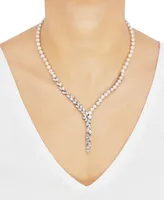 Arabella Cultured Freshwater Button Pearl (4 - 9-1/2mm) & Cubic Zirconia 17" Lariat Necklace