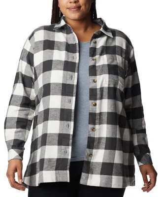Columbia Plus Holly Hideaway Cotton Checked Flannel Tunic Shirt