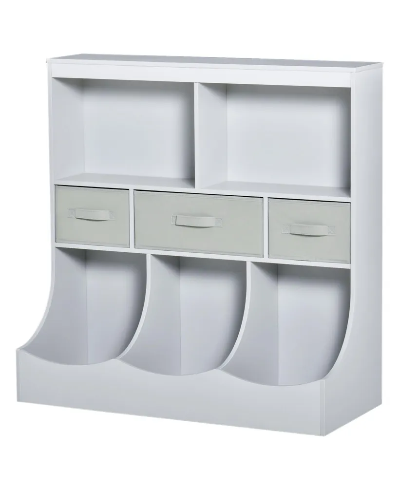 Homcom Kids Storage Organizer Wardrobe Display Bookcase w/ 3 Fabric Drawers