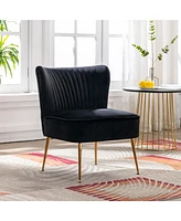 25" Wide Upholstered Tufted Velvet Accent Chair With Metal Leg