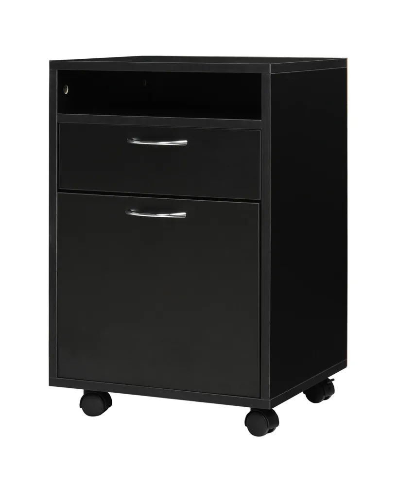 Homcom Mobile File Cabinet Organizer Office Filing Organizer w/ Key, Black