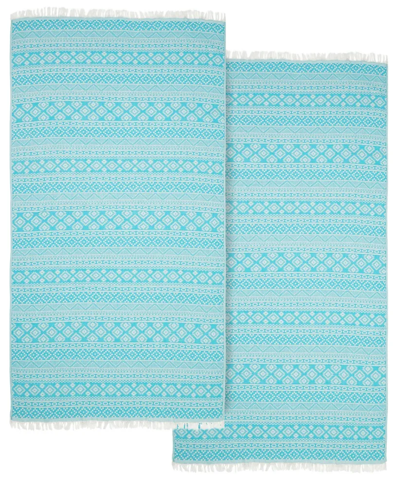 Linum Home Textiles Sea Breeze Pestemal Pack of 2 100% Turkish Cotton Beach Towel