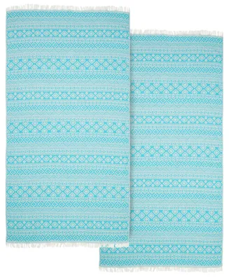 Linum Home Textiles Sea Breeze Pestemal Pack of 2 100% Turkish Cotton Beach Towel