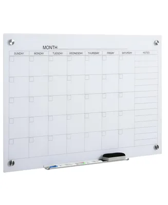 Vinsetto Wall Mounted Glass Organizational Calendar w/Markers & Dry Eraser
