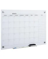 Vinsetto Wall Mounted Glass Organizational Calendar w/Markers & Dry Eraser