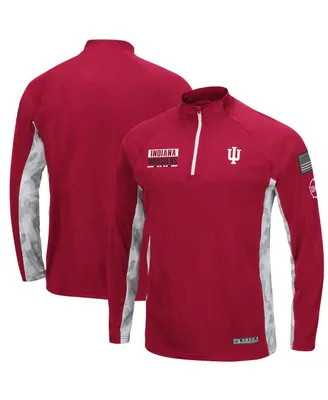 Men's Colosseum Crimson Indiana Hoosiers Oht Military-inspired Appreciation Snow Cruise Raglan 1/4-zip Jacket