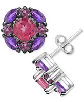 Multi-Gemstone Cluster Stud Earrings (3-5/8 ct. t.w.) in Sterling Silver