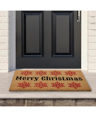 Northlight Northlight Natural Coir Merry Christmas Snowflake Doormat, 18" X 30"