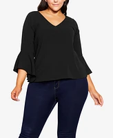 City Chic Women's Bell Sleeve Top