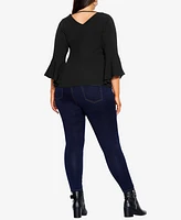 City Chic Women's Bell Sleeve Top