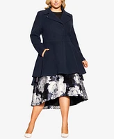 City Chic Women's Hi Lo Frill Coat