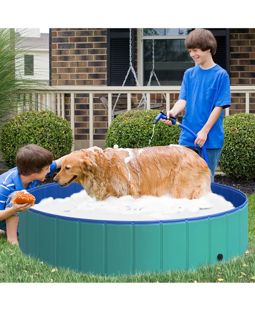 PawHut Dog Bathing Tub 12" x 47"/55"/63" Pvc Foldable Pet Swimming Pool