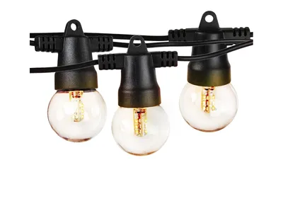 Brightech Ambience Pro 27 ft. Outdoor Solar Led 1-Watt G40 String Lights with Soft White Hue