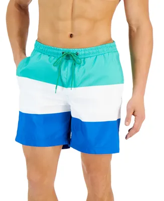 Club Room Men's Tropical Sunset Swim Trunks, Created For Macy's In Red  Combo