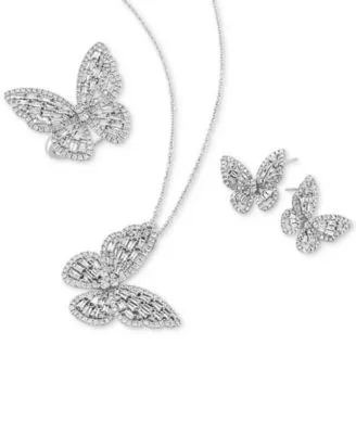 Effy Diamond Butterfly Earrings Ring Necklace Collection In 14k White Gold