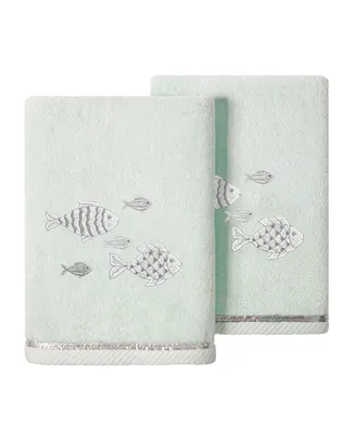 Linum Home Textiles Turkish Cotton Figi Embellished Hand Towel Set, 2 Piece