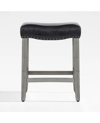 24" Upholstered Saddle Seat Faux Leather Counter Stool