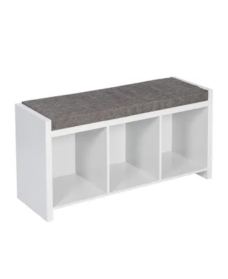 Honey Can Do Cube Organizer Bench with Shoe Storage and Seat Cushion