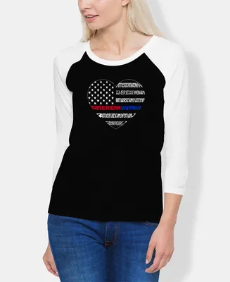 La Pop Art Women's Raglan American Woman Word T-shirt