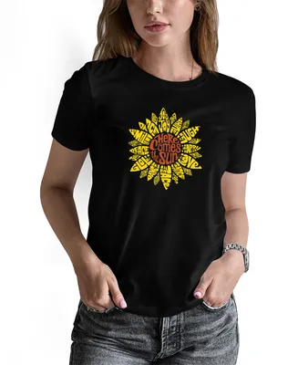 La Pop Art Women's Sunflower Word T-shirt
