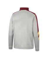 Men's Colosseum Gray and Maroon Minnesota Golden Gophers Bushwood Fleece Quarter-Zip Jacket