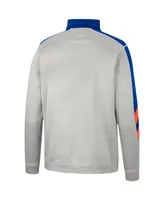 Men's Colosseum Gray and Royal Florida Gators Bushwood Fleece Quarter-Zip Jacket