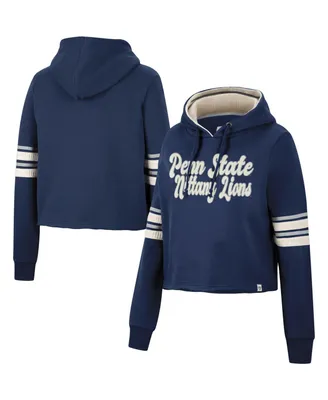 Women's Colosseum Navy Penn State Nittany Lions Retro Cropped Pullover Hoodie