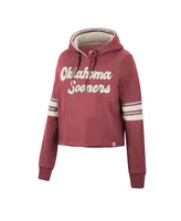 Women's Colosseum Crimson Oklahoma Sooners Retro Cropped Pullover Hoodie