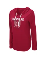 Women's Colosseum Crimson Harvard My Lover Long Sleeve Hoodie T-shirt