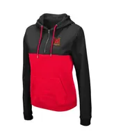 Women's Colosseum Black and Red Maryland Terrapins Aidan Half-Zip Hoodie