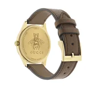 Gucci Women's Swiss G-Timeless Slim Brown Leather Strap Watch 36mm