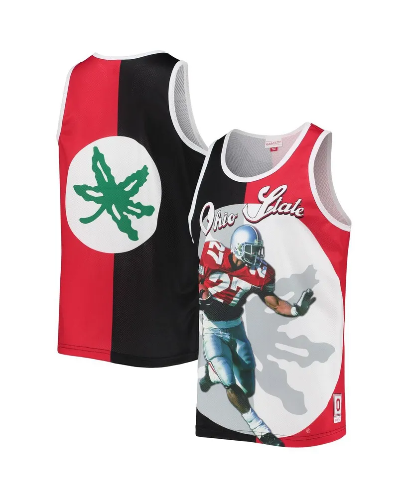 Men's Mitchell & Ness Eddie George Black, Scarlet Ohio State Buckeyes Sublimated Player Tank Top