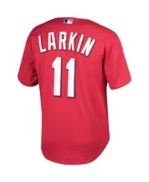 Men's Mitchell & Ness Barry Larkin Red Cincinnati Throwback Reds Cooperstown Mesh Batting Practice Jersey