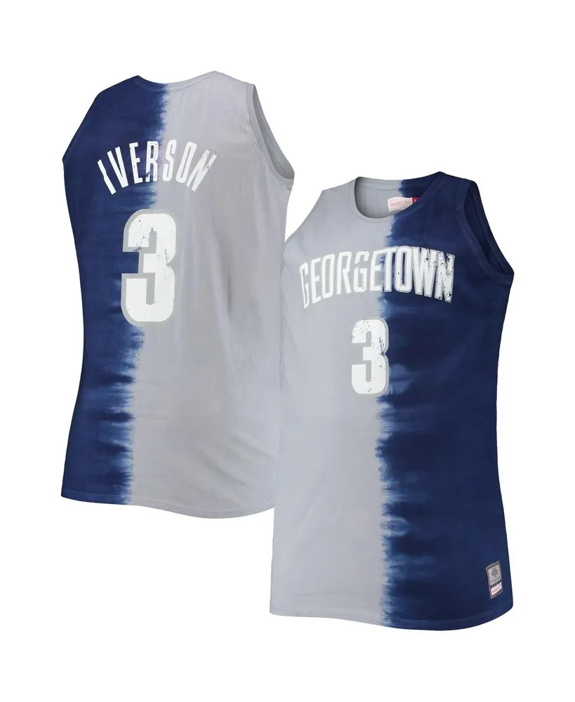 Men's Mitchell & Ness Allen Iverson Navy, Gray Georgetown Hoyas Big and Tall Player Tie-Dye Jersey