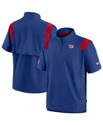 Men's Nike Royal New York Giants Sideline Coaches Short Sleeve Quarter-Zip Jacket
