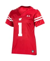 Women's Under Armour #1 Red Wisconsin Badgers Team Replica Football Jersey