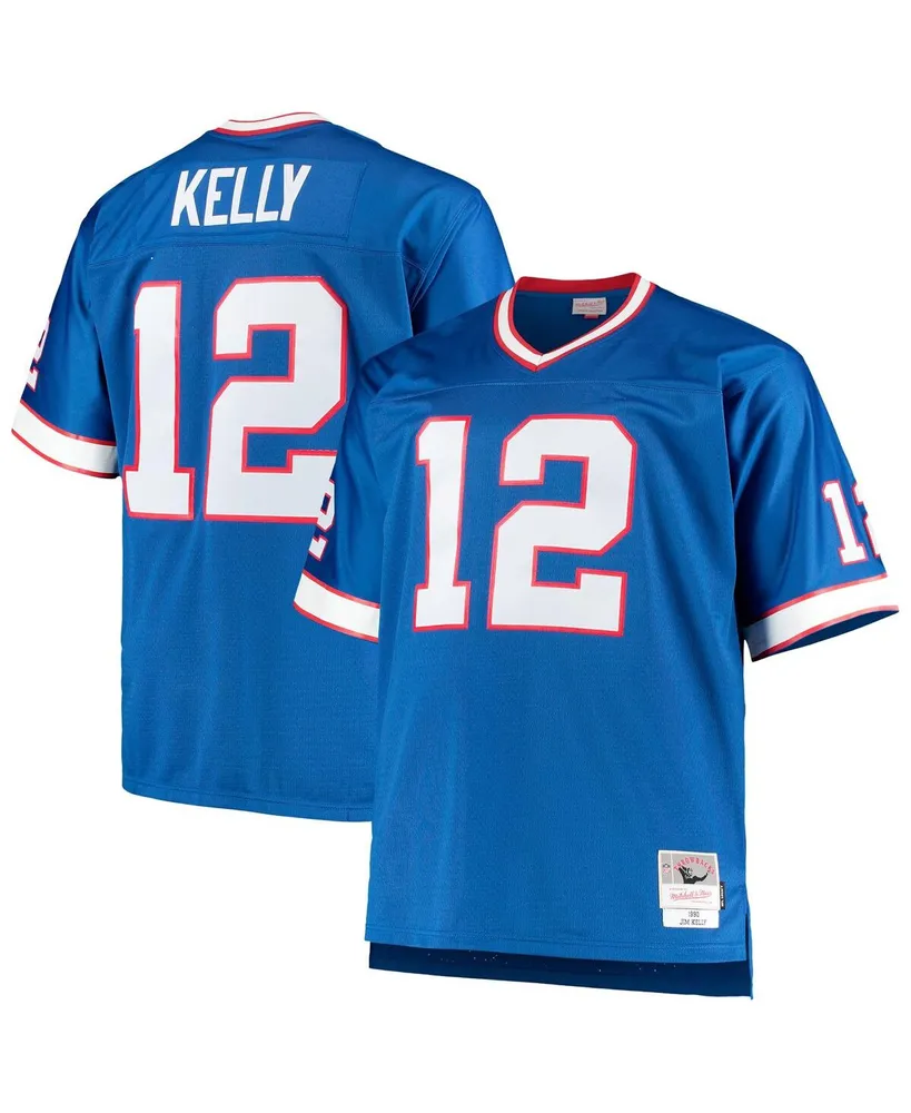 Men's Mitchell & Ness Jim Kelly Royal Buffalo Bills Big and Tall 1990 Retired Player Replica Jersey